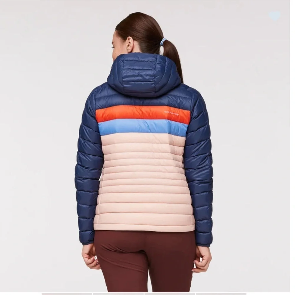 Cotopaxi Women's XL Fuego Hooded Down Jacket Ink Rosewood Pink Blue NWT - Picture 11 of 12